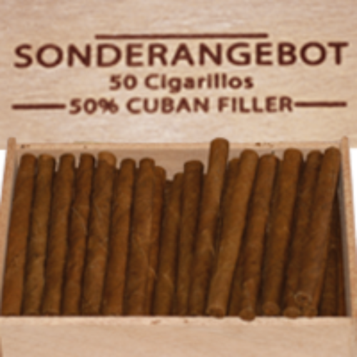 Bild von 50 Sonderangebot Cigarillos 50 % Cuban Filler, hell im Holzkistli