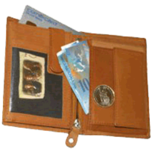 Bild von Portemonnaie aus echtem Leder. Abbildung ähnlich. Farbe beige oder rot