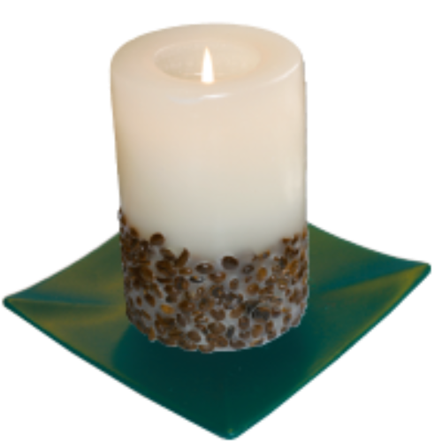 Bild von Kaffebohnen-Kerze mit Keramikuntersatz