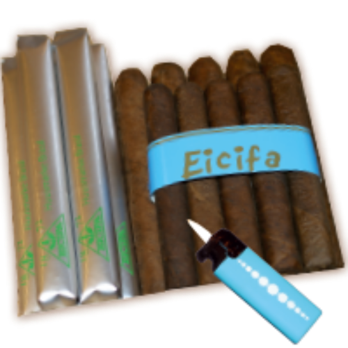 Bild von 14 Eicifa Probiersortiment Huusmarke dunkel, im Karton mit Feuerzeug