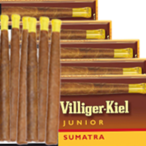 Bild von 50 Villiger Kiel Junior, helle Cigarre mit Mundstück.