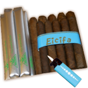 Bild von 14 Eicifa Probiersortiment Huusmarke dunkel, im Karton mit Feuerzeug