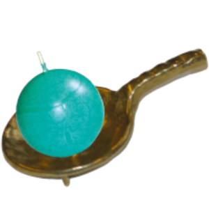 Bild von 1 massiver Messingständer & 1 Eisblumenkerze blau